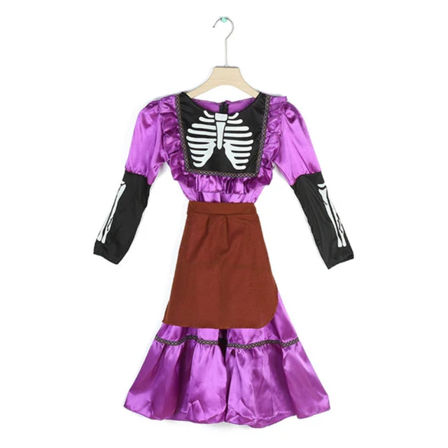 CoCo Mama Imelda Cosplay Costume Girls Skeleton Dresse Music Dreaming Around Halloween Party Fancy Dress For Kids Purple