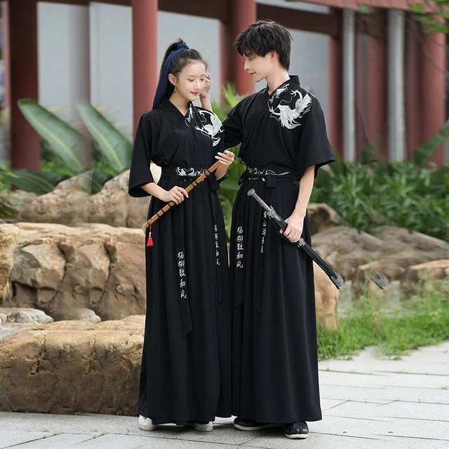 Japanese Kimono Dragon Embroidery Samurai Costume Traditional Hanfu Short Dress For Woman Or Men Yukata Asian Clothes Cosplay
