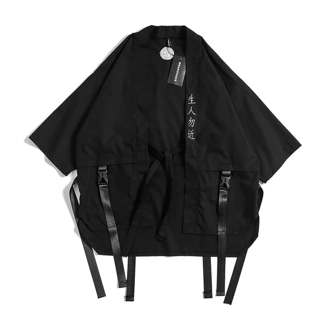 2021 New Japanese Traditional Black Kimono Cardigan Diablo Samurai Ninja Cosplay Suit Chinese Hanfu Style Coat Streetwear
