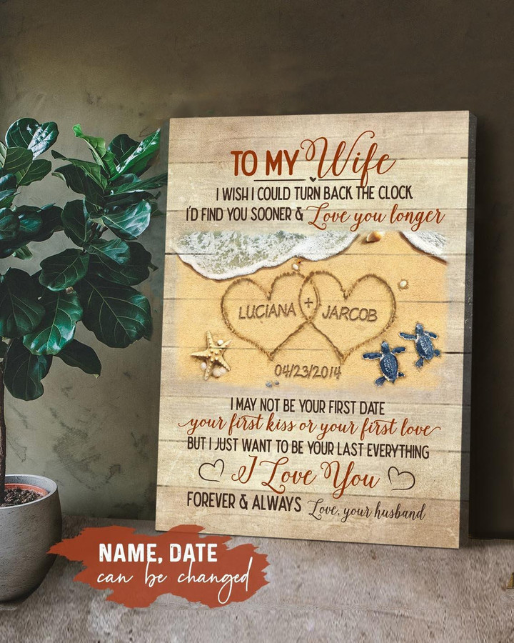 Personalized Custom Name Anniversary Gift Canvas To My Wife Couple Turtles HY209159Eb