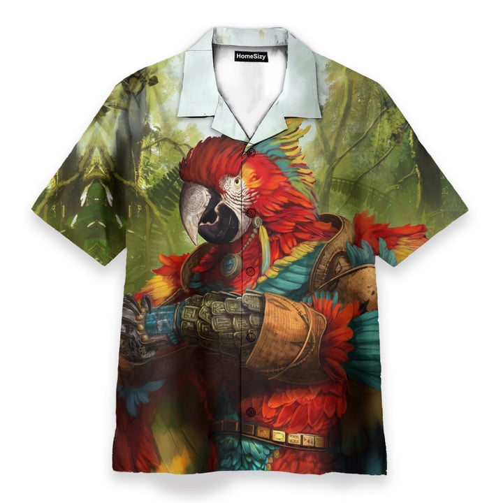Homesizy Majestic Parrot Warrior Hawaiian Shirt