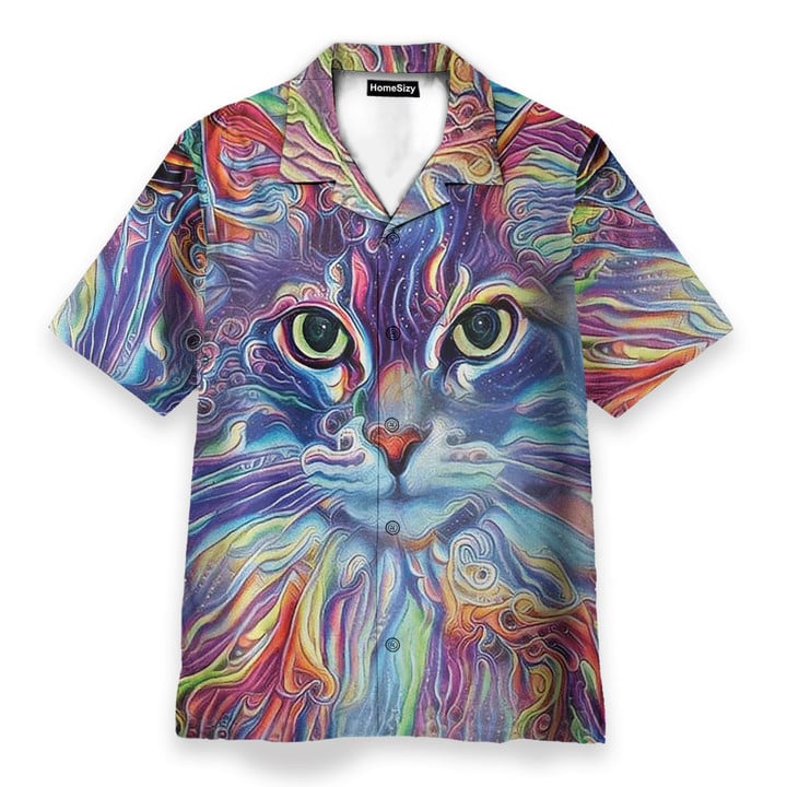 Homesizy Hippie Colorful Cat Animal Hawaiian Shirt
