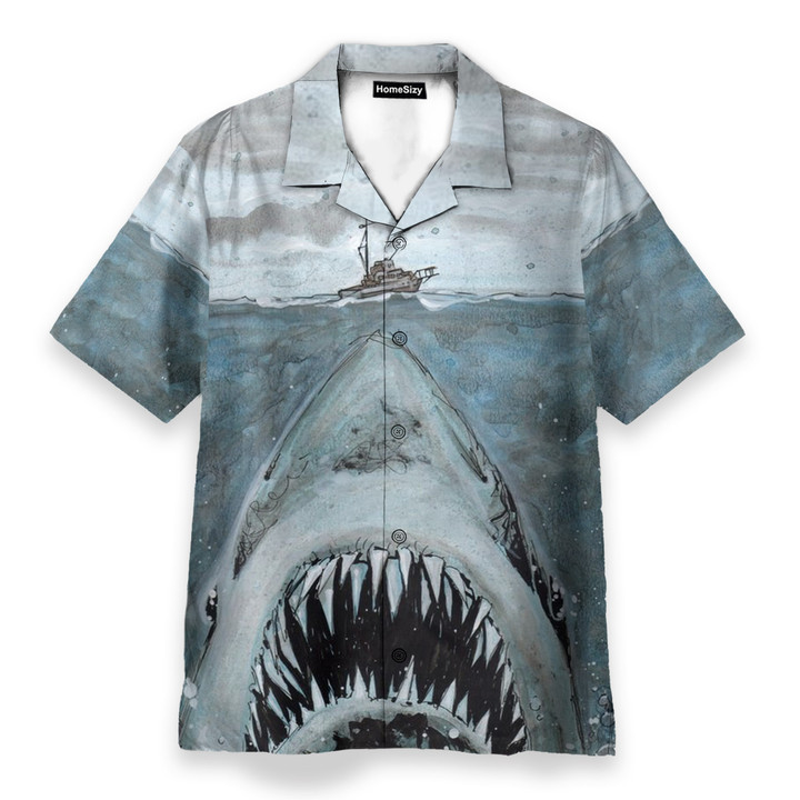 Homesizy Let Shark Kiss You Men's Button's Up Shirts Hawaiian Shirt