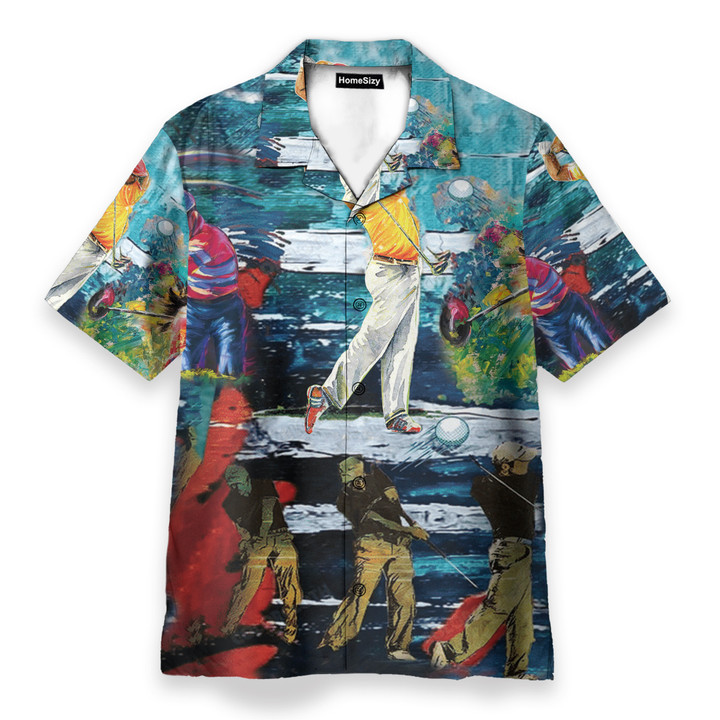 Homesizy Colorful Art Playing Golf Hawaiian Shirt