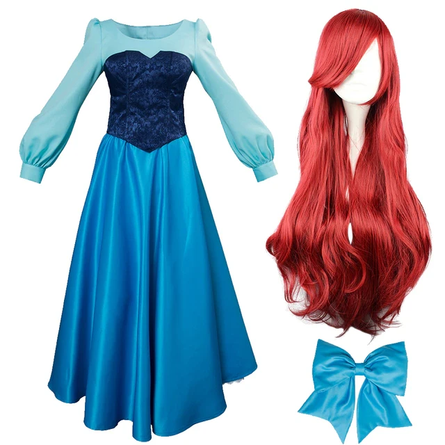 Cartoon Movie Mermaid Princess Cosplay Costume Women Blue Skirt Dresses Halloween Party Clothes For Ladies Role Play Fashion New