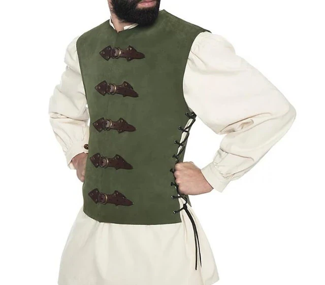 Medieval Men Pirate Vest Tunic Sleeveless LARP Cosplay Costume