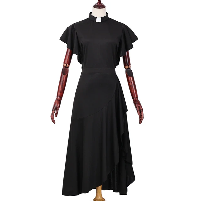 Church Dresses for Women Ruffle Split Maxi Dress with Tab Insert Collar