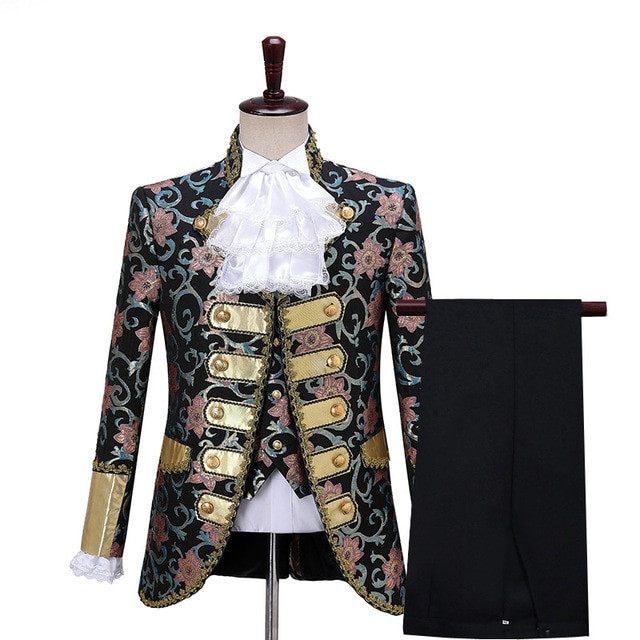 2022 Medieval Deluxe Victorian King Prince Costume Adult Men Top Vest Jacket Coat Blazer Suit Stage Theater Cosplay Outfit Pants