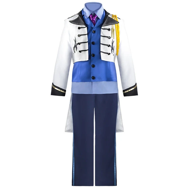 Hot Sale Ice Prince Hans Cosplay Blue Deluxe Suit Christmas Halloween Men Boy Castle Carnival Party