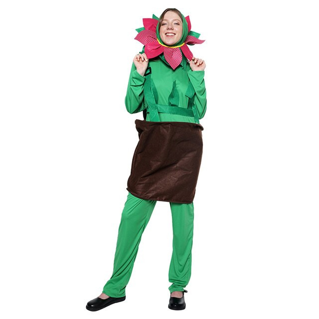 Eraspooky Flower Plant Pot Cosplay Women Funny Cartoon Halloween costume for Adult Carnival Party Performance Fancy Dress