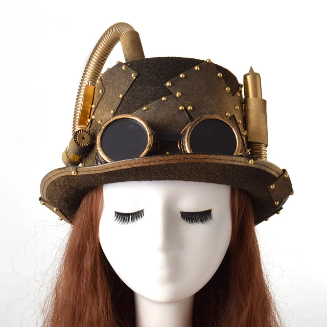 Steampunk Hat Lolita Women Men Vintage Retro Punk Unisex Goggles Fedora Halloween Cosplay Hats