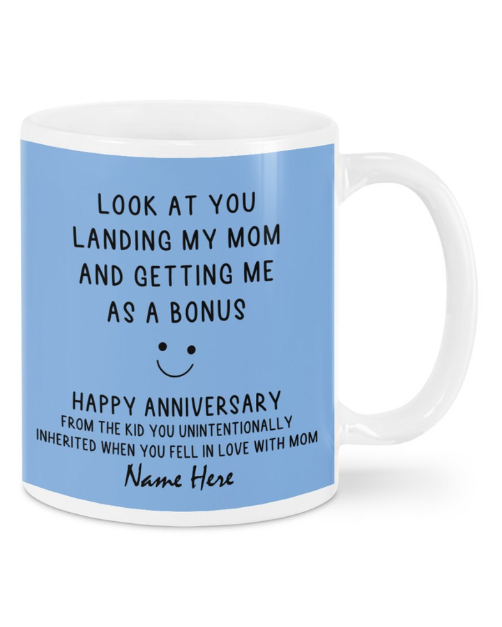 Look At You Landing My Mom - Custom Name Anniversary Day Gift for Stepdad - Funny Personalized