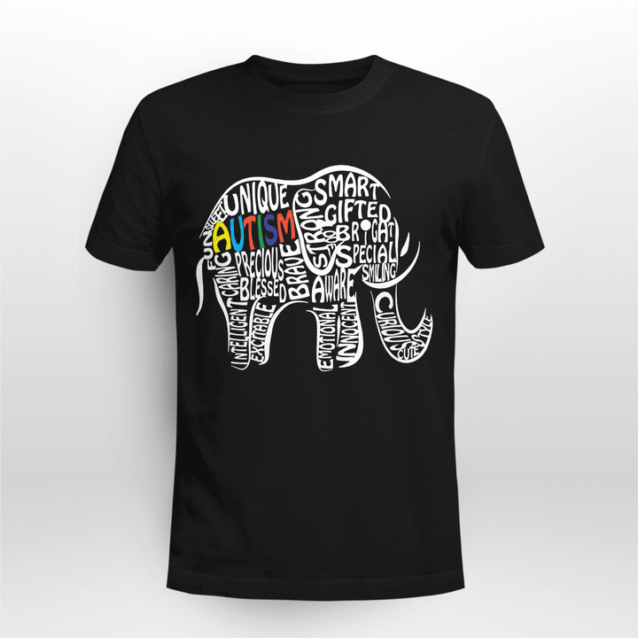 Autism Text Elephant Limited Edition Printed Shirt