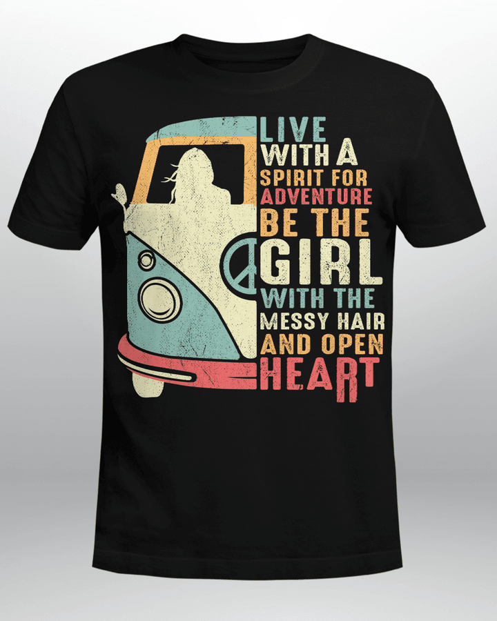 Hippie Girl Heart Live With A Spirit For Adventure Printed Shirt