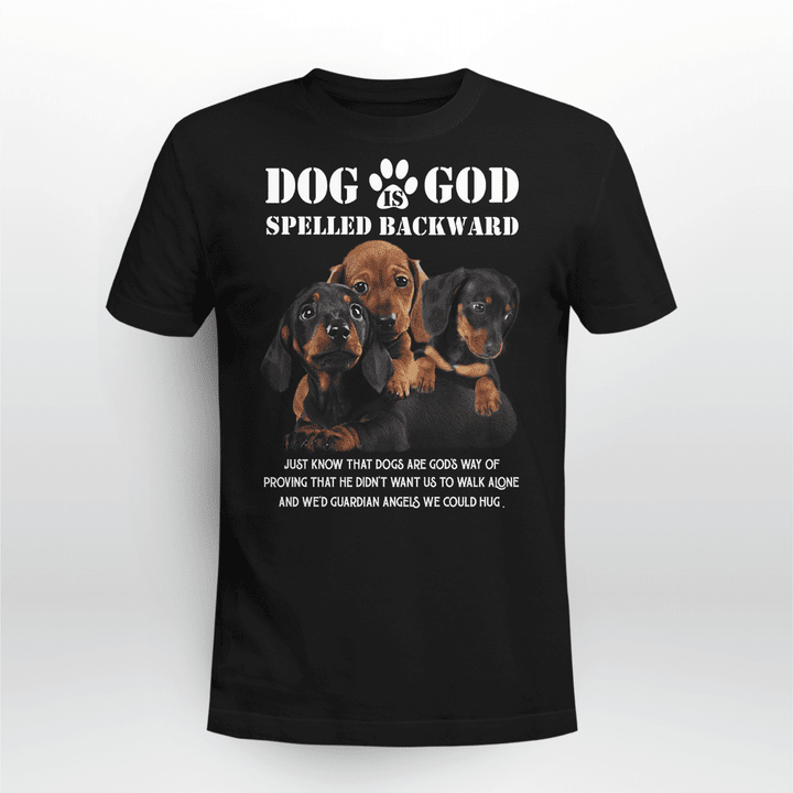 Jesus Dachshund Dog Is God Spelled Backward Printed Shirt