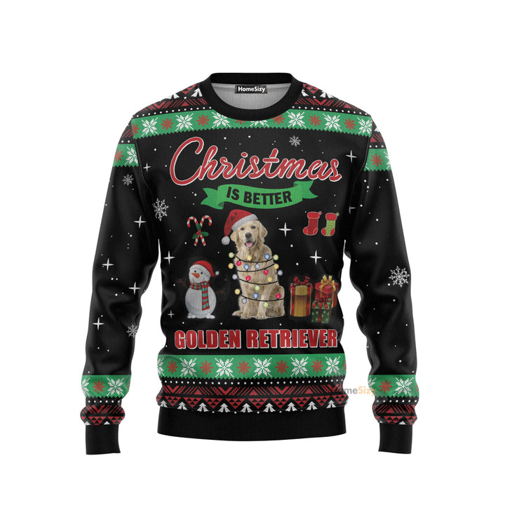 Christmas Is Better With Golden Retriever Ugly Christmas Sweater