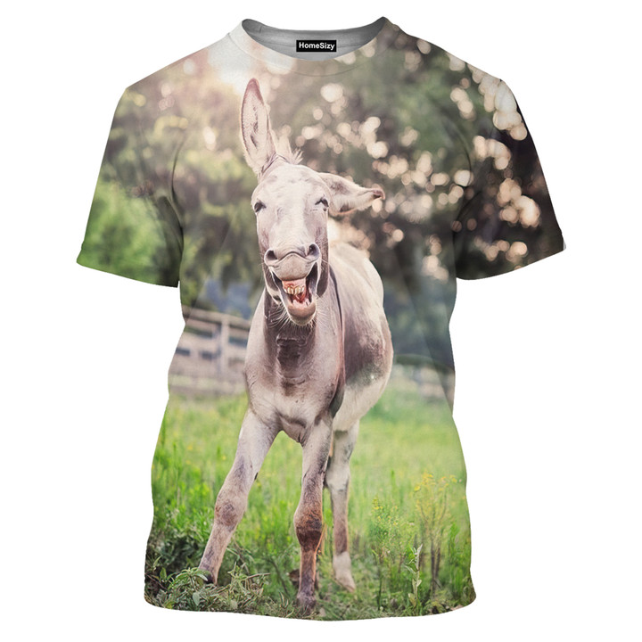 Happy Little Donkey Realistic Graphic Art - 3D Tshirt