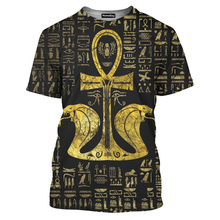 Egyptian Cross Ankh Golden Art - 3D Tshirt