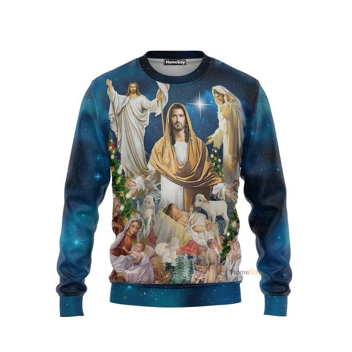 Jesus Christmas Miracle Night Ugly Sweater QT212303Hc
