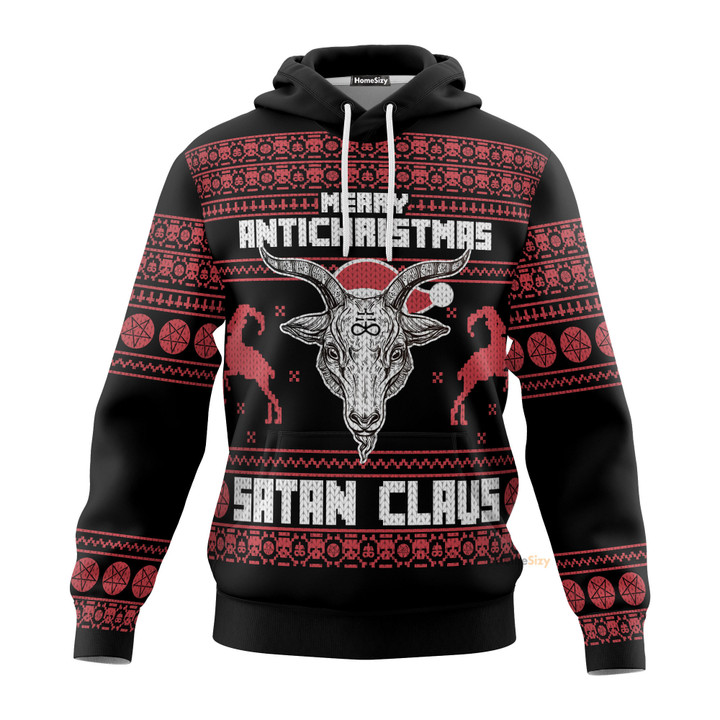 3D Merry Antichristmas Satan Claus Custom Cosplay Hoodie Apparel QT210203Hf