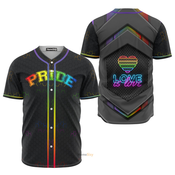 Homesizy Lgbt Pride Hexagon Pattern Baseball Jersey 