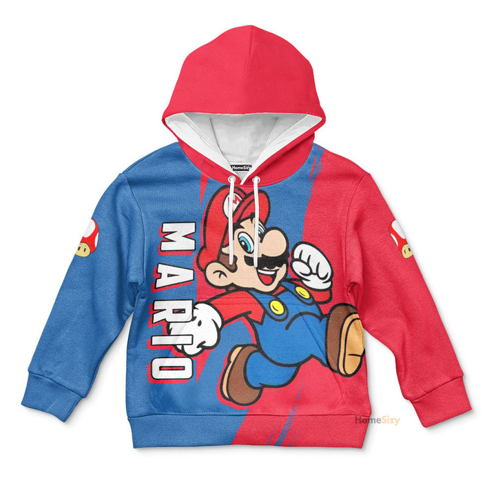 3D Happy Mario Custom Cosplay Kid Hoodie QT301315Hg