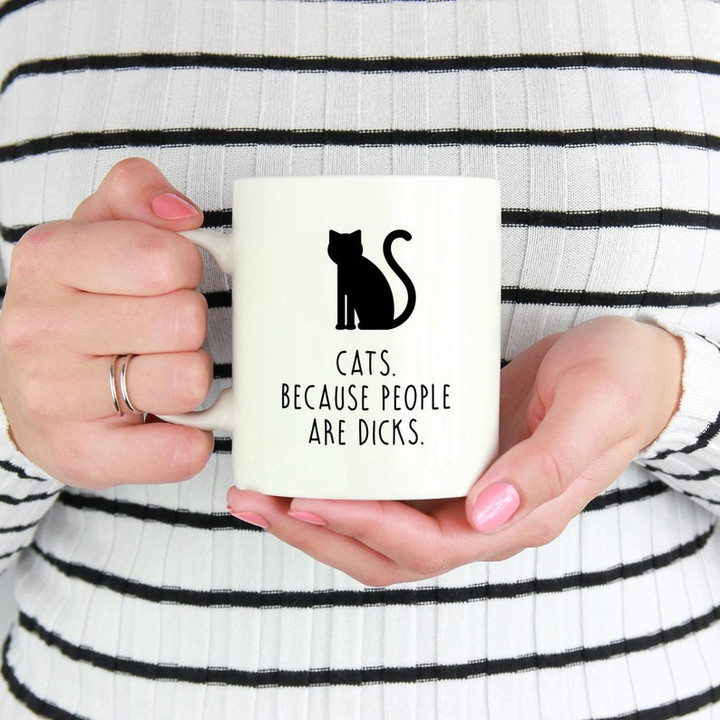 Becau People Are Dick Black Cat Ceramic Mug