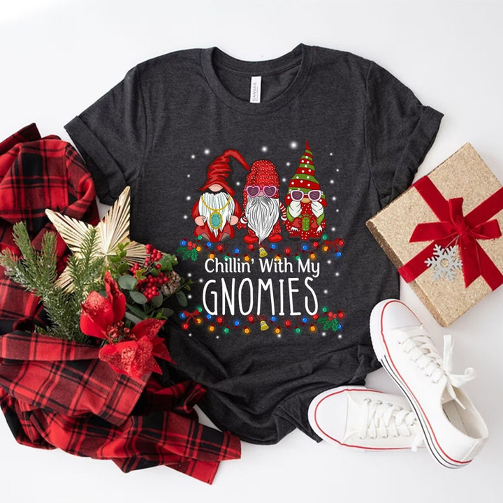 Funny Chillin With My Gnomies Christmas Printed Tshirt