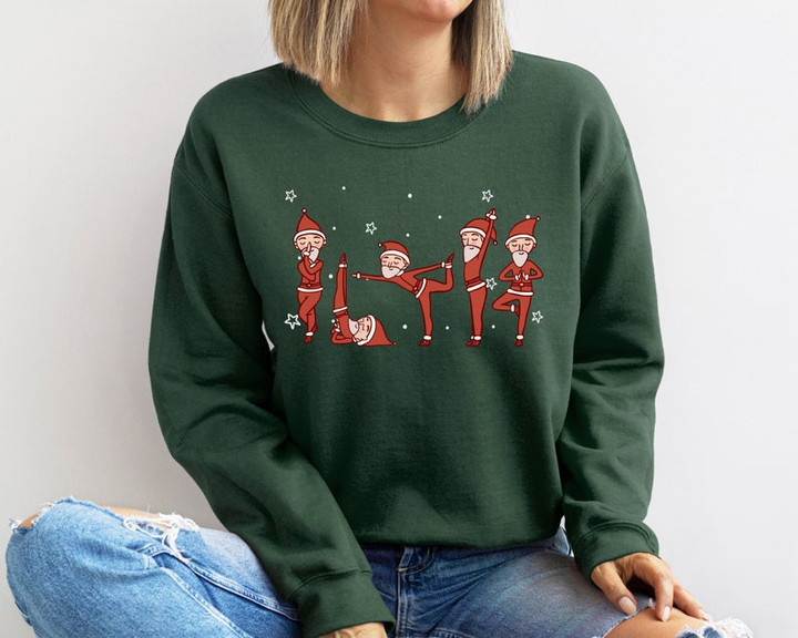 Funny Santa Yoga Christmas Sweater Shirt