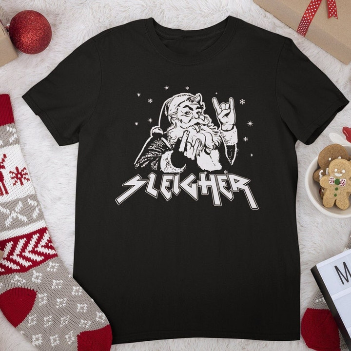 Funny Sleigher Santa Christmas Printed Tshirt