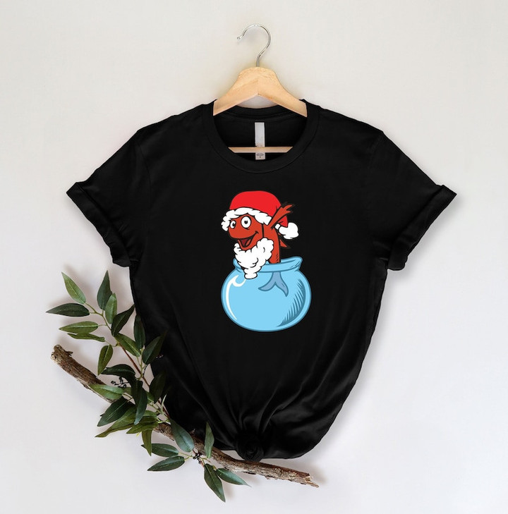Funny Christmas Fish Printed Tshirt
