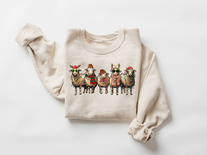 Funny Sheep Christmas Light Sweater Shirt