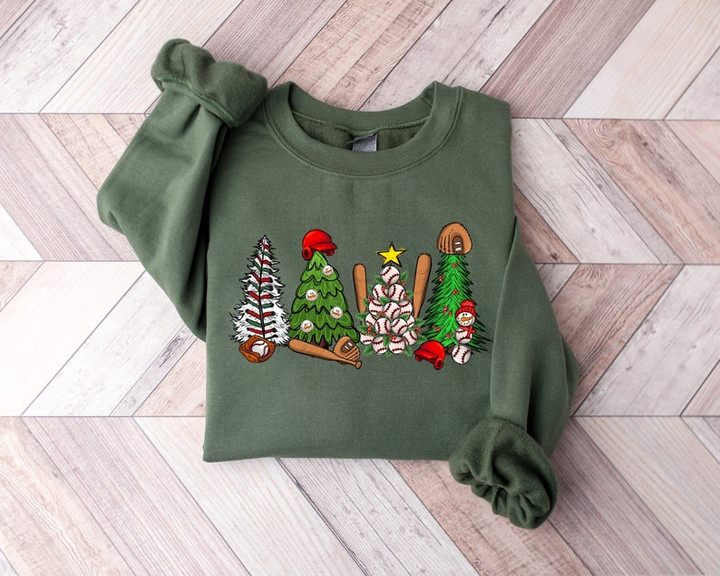 Funny Baseball Christmas Tree Sweater Shirt