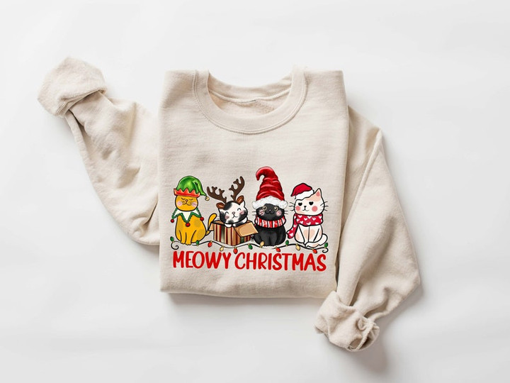 Funny Meowy Christmas Sweater Shirt