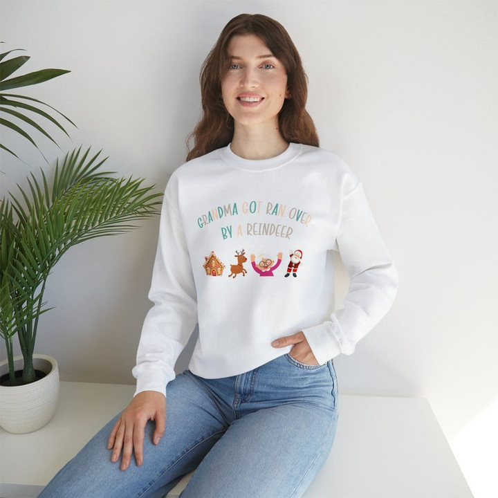 Funny Grandma Got Ran Over By A Reindeer Christmas Sweater Shirt