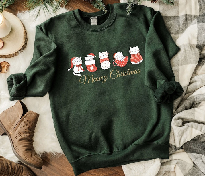 Funny Meowy Christmas Sweater Shirt