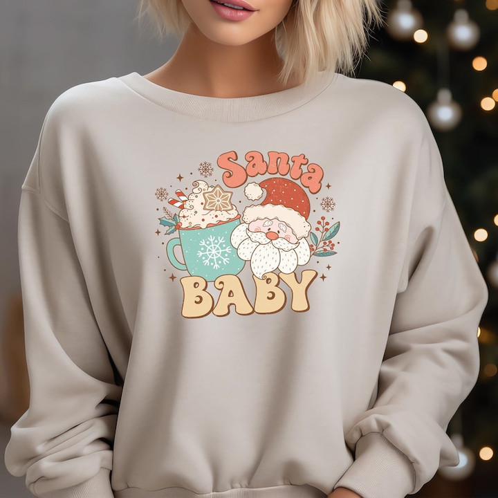 Retro Santa Baby Christmas Sweater Shirt