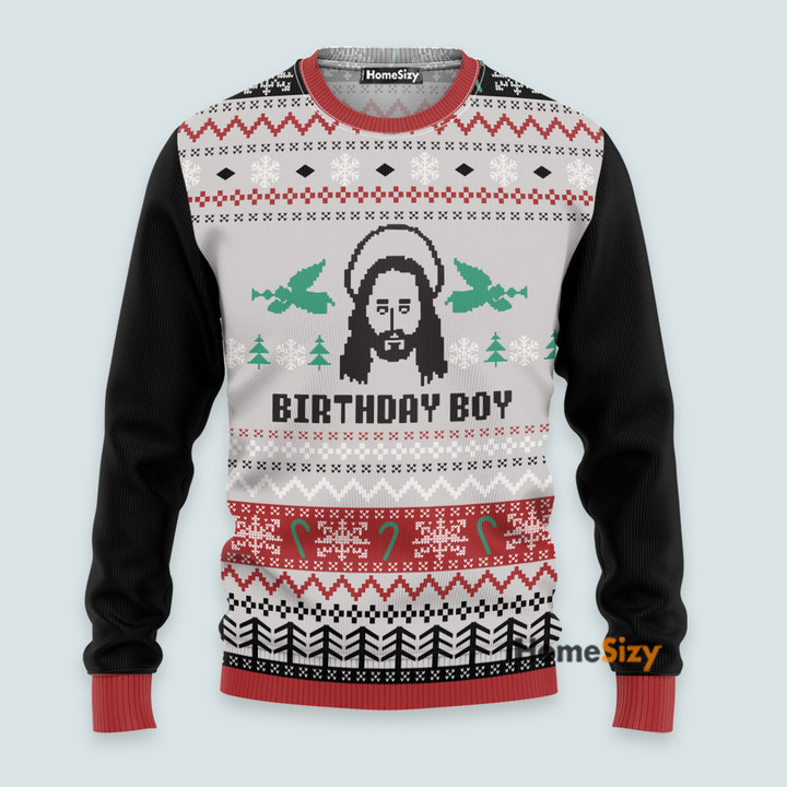 3D Jesus's Birthday Boy - Christmas Gift For Adults - Ugly Christmas Sweater QT309066