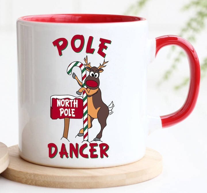 Reindeer Pole Dancer Accent Ceramic Mug
