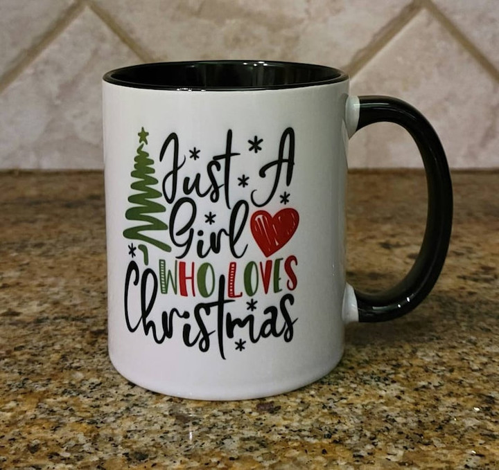 Just A Girl Who Loves Christmas Accent Ceramic Mug