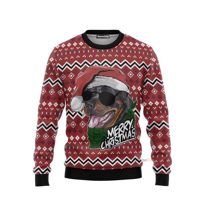 Rottweiler Merry Christmas - Christmas Gift For Dog Lover - Funny 3D Ugly Christmas Sweater