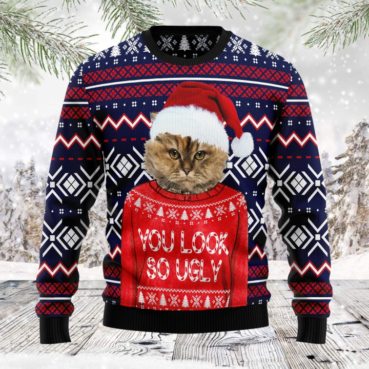 Custom Photo You Are So Ugly Christmas Blue - Personalized Ugly Sweater