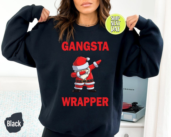 Gangsta Wrapper Dancing Santa Christmas Sweater Shirt