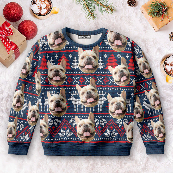 Personalized Photo Insert Funny Pug Face Ugly Christmas Sweater