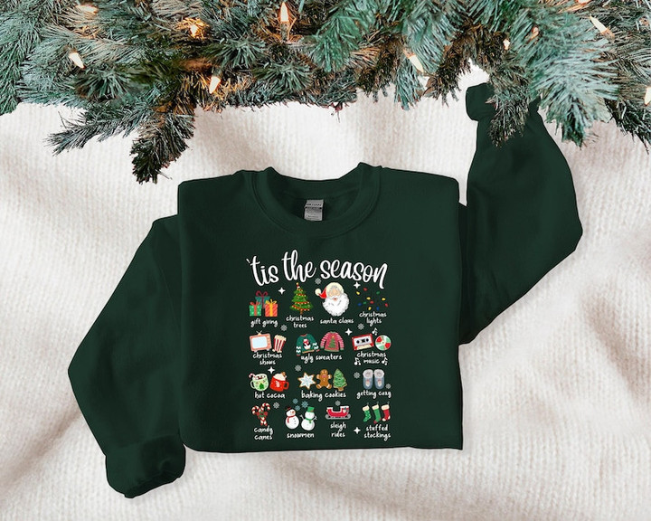 Tis the Season Retro Christmas Sweater Shirt