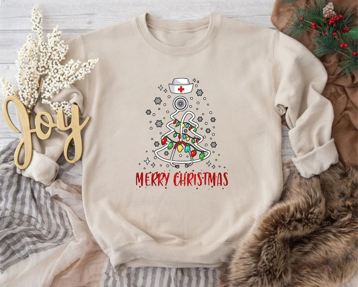 Nurse Stethoscope Merry Christmas Sweater Shirt