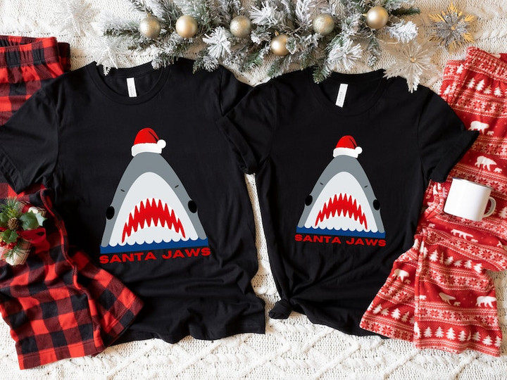 Santa Jaws Christmas Printed Tshirt