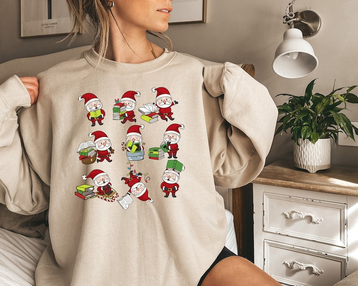 Santa Claus Reading Books Christmas Sweater Shirt