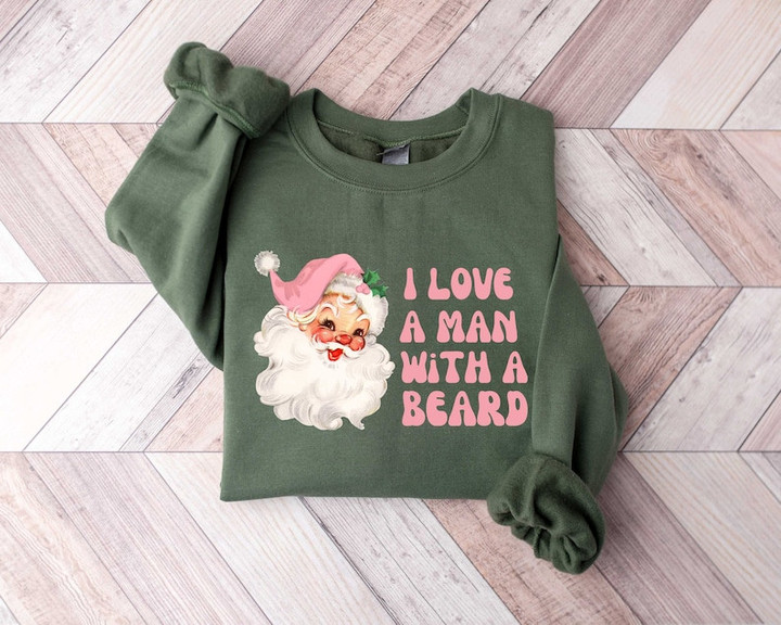 I Love a Man with a Beard Santa Christmas Sweater Shirt