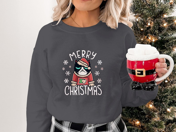 Sad Cat Merry Christmas Sweater Shirt
